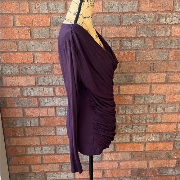 EUC Ann Taylor Loft Purple Drape Neck Long Sleeve Top (M) - Picture 3 of 6